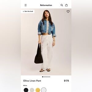 Reformation White Linen Straight Leg Pants